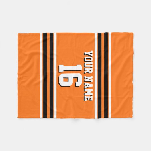 Pumpkin Orange Blk Team Jersey Name Fleecedecke (Vorderseite (Horizontal))