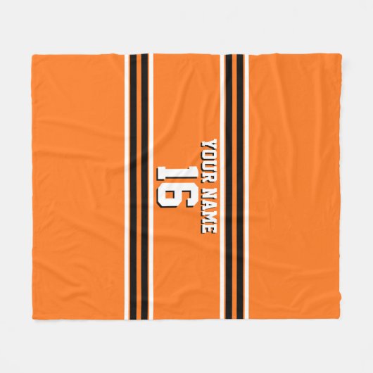 Pumpkin Orange Blk Team Jersey Name Fleecedecke (Vorderseite (Horizontal))