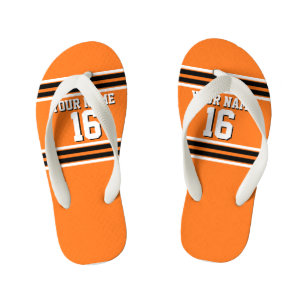 Pumpkin Orange Blk Team Jersey Name Kinderbadesandalen