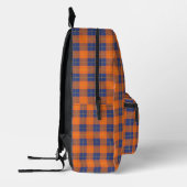 Pumpkin Orange Blue Tartan Kariert Mit Monogramm Bedruckter Rucksack (Links)