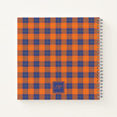 Pumpkin Orange Blue Tartan Kariert Mit Monogramm Notizblock (Rückseite)