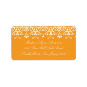 Pumpkin Orange Damask Spitzen Rücksendeadresse Adressaufkleber (Vorne)