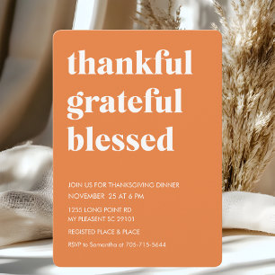 Pumpkin Orange dankbar dankbar, gesegnet Einladung