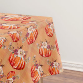 Pumpkin orange fall floral plaid check autumn tischdecke