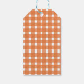Pumpkin Orange Gingham Fall Baby Dusche Geschenkanhänger (Rückseite)