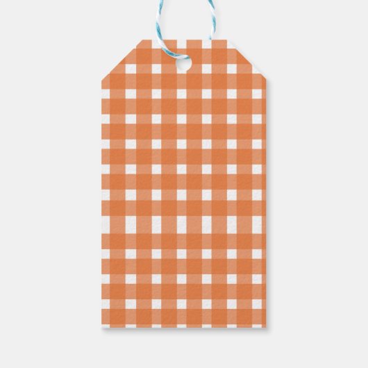 Pumpkin Orange Gingham Fall Baby Dusche Geschenkanhänger (Rückseite)
