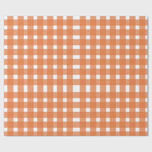 Pumpkin Orange Gingham Fall Baby Dusche Geschenkpapier (Flach)