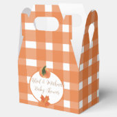 Pumpkin Orange Gingham Fall Baby Dusche Geschenkschachtel (Geöffnet)