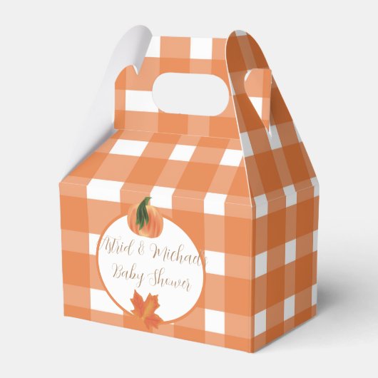 Pumpkin Orange Gingham Fall Baby Dusche Geschenkschachtel (Vorderseite)