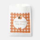 Pumpkin Orange Gingham Fall Baby Dusche Geschenktütchen (Vorderseite)