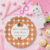 Pumpkin Orange Gingham Fall Baby Dusche Pappteller (Party)