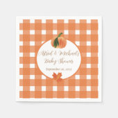 Pumpkin Orange Gingham Fall Baby Dusche Serviette (Vorderseite)