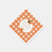 Pumpkin Orange Gingham Fall Baby Dusche Serviette (Ecke)