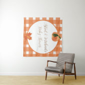 Pumpkin Orange Gingham Fall Baby Dusche Wandteppich (Beispiel (Horizontal))