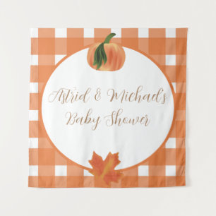 Pumpkin Orange Gingham Fall Baby Dusche Wandteppich