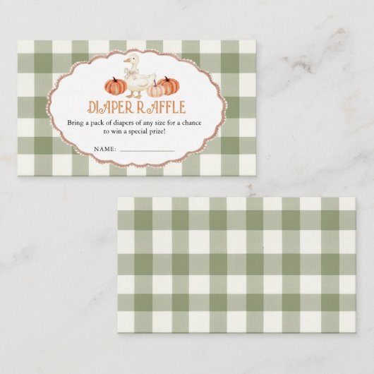 Pumpkin Orange Goose Baby Dusche Winzer Raffle Enc Begleitkarte (Vorne/Hinten)