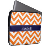Pumpkin Orange LG Zickzack Navy Name Monogram Laptopschutzhülle (Vorne Rechts)