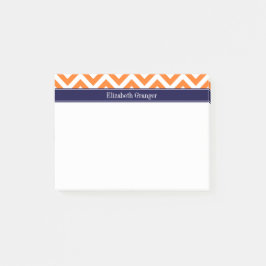 Pumpkin Orange LG Zickzack Navy Name Monogram Post-it Klebezettel