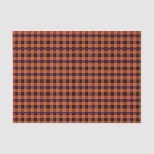 Pumpkin Orange & Lila Tartan Seidenpapier (Vorderseite)