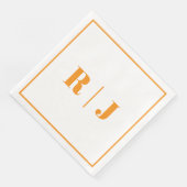 Pumpkin Orange Monogram Herbst Hochzeit 2025 Serviette (Ecke)