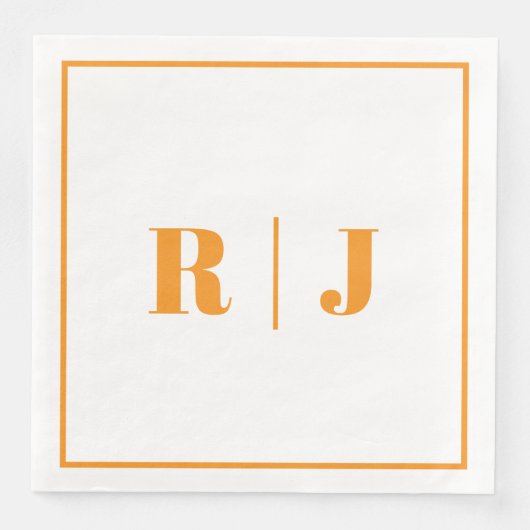 Pumpkin Orange Monogram Herbst Hochzeit 2025 Serviette (Vorderseite)