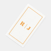 Pumpkin Orange Monogram Simple Fall Autumn Wedding Serviette (Ecke)