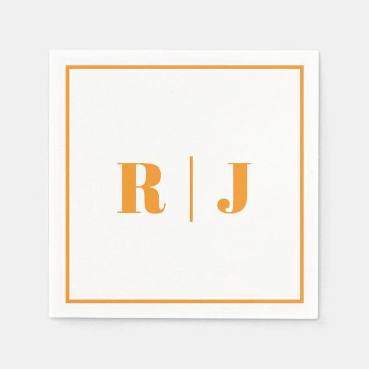 Pumpkin Orange Monogram Simple Fall Herbsthochzeit Serviette (Vorderseite)