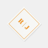 Pumpkin Orange Monogram Simple Fall Herbsthochzeit Serviette (Ecke)