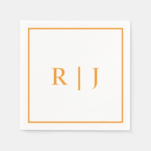 Pumpkin Orange Monogramme Herbstliche Hochzeit im  Serviette (Vorderseite)