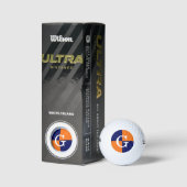 Pumpkin Orange Navy Blue LG Schachbrett Monogram Golfball (Verpackungen)