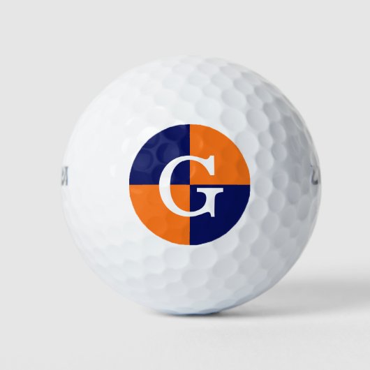 Pumpkin Orange Navy Blue LG Schachbrett Monogram Golfball (Vorderseite)