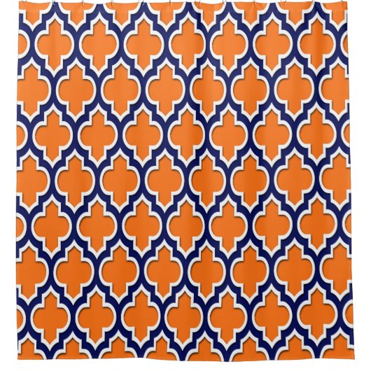 Pumpkin Orange Navy Blue White XL Marokkanisch #4D Duschvorhang (Vorderseite)