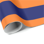 Pumpkin Orange, Navy Blue XL Stripes Muster V Geschenkpapier (Rolleneckpunkt)