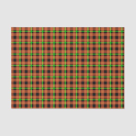 Pumpkin Orange & Neon Green Tartan Seidenpapier (Vorderseite)
