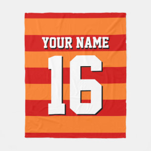 Pumpkin Orange Red Team Jersey Preppy Strip Fleecedecke