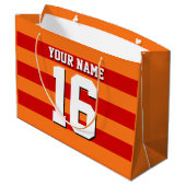 Pumpkin Orange Red Team Jersey Preppy Strip Große Geschenktüte (Rückseite Schrägansicht)
