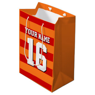 Pumpkin Orange Red Team Jersey Preppy Strip Mittlere Geschenktüte