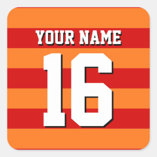 Pumpkin Orange Red Team Jersey Preppy Strip Quadratischer Aufkleber
