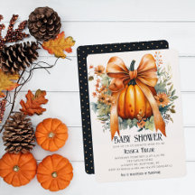 Pumpkin Orange Ribbon Unisex Fall Baby Dusche