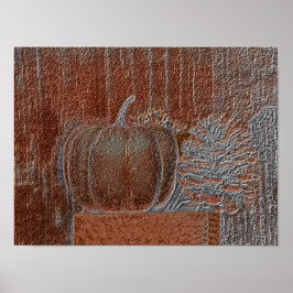 Pumpkin Orange Silver Metallic Eleganter Herbst Poster