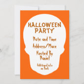 Pumpkin Orange Skull Minimal Einladung (Vorderseite)