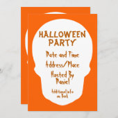 Pumpkin Orange Skull Minimal Einladung (Vorne/Hinten)