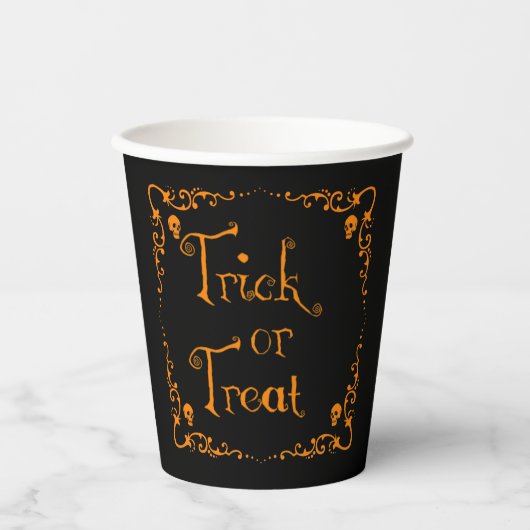 Pumpkin Orange Trick oder Treat Pappbecher (Vorderseite)