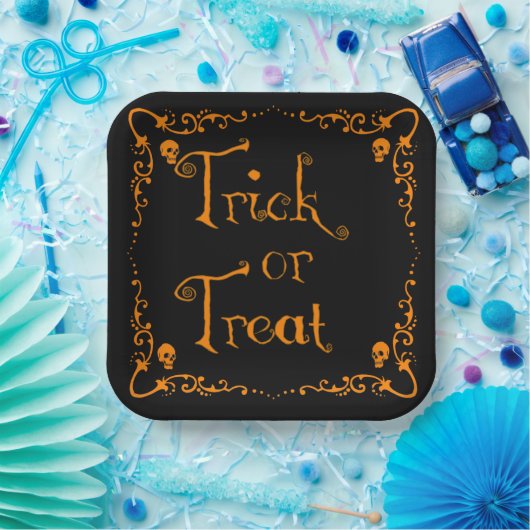 Pumpkin Orange Trick oder Treat Pappteller (Party)