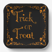 Pumpkin Orange Trick oder Treat Pappteller (Vorderseite)
