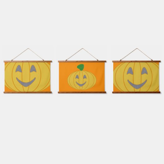 Pumpkin Orange Wandteppich Mit Holzrahmen (Dreifach)