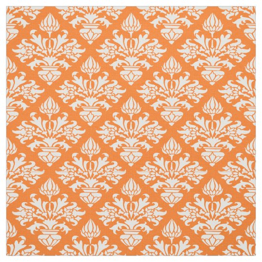 Pumpkin Orange, weißes Damaskusmuster #3 Größe6 Stoff (Muster)