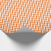 Pumpkin Orange, weißes, Zickzack ZigZag-Muster Geschenkpapier (Ecke)