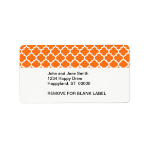 Pumpkin Orange Welch marokkanisches Quatrefolienmu Adressaufkleber
