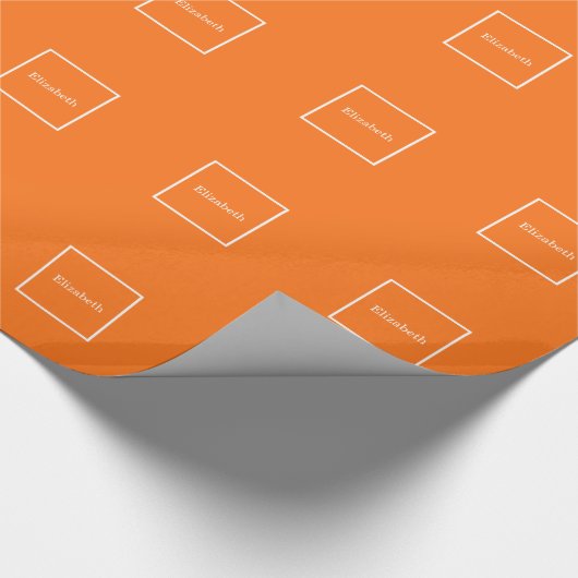 Pumpkin Orange White Gerahmt Initial Monogram Geschenkpapier (Ecke)
